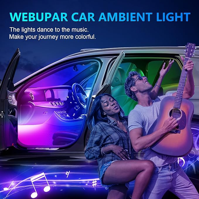 Dreamcolor Acrylic Ambient Lighting Car Lights – Wireless APP Control, Music Sync, Dynamic RGB Interior Car LED Strip Light Kit, 22-in-1 Customizable LED Lights for Car Interior
