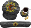 Keyboard Wrist Rest + Mouse Pad Wrist Support Set with Coasters, Inspirational Quote She Believed She Could So She Did Design Non-Slip PU Base Ergonomic Mousepad for Home Office Working Studying