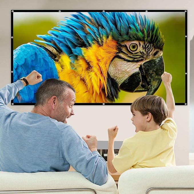 Mdbebbron 150 inch Projection Screen 16:9 Foldable Anti-Crease Portable Projector Movies Screen for Office Home Theater Indoor Outdoor Support Double Sided Projection