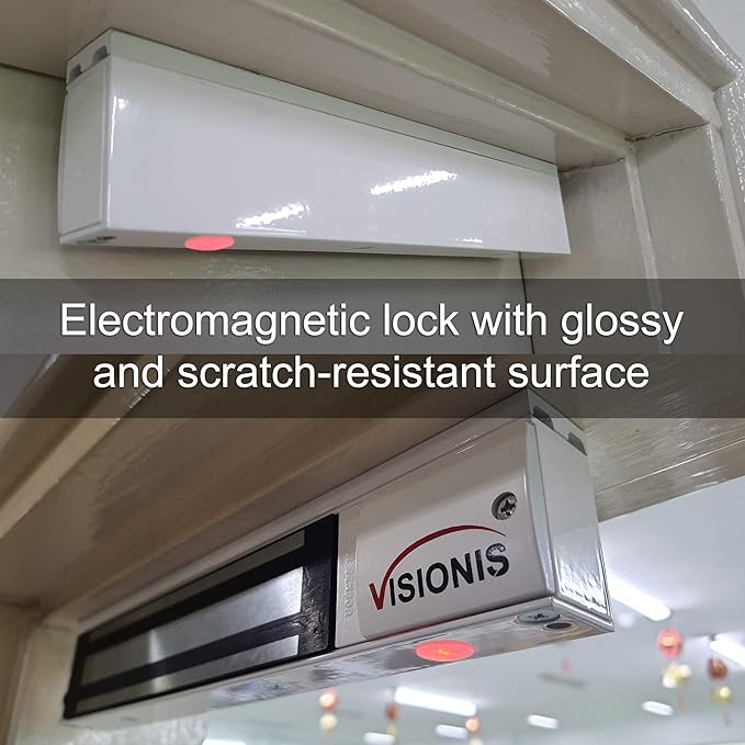 Visionis VS-VISML600LED-WH Indoor 600lbs White Electromagnetic Lock with LED Sensor for Door Access Control