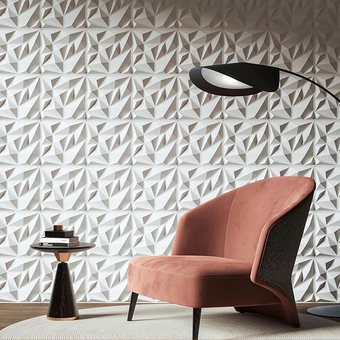 Art3d 100 Pack Decorative 3D Wall Panels, 97 Sq.Feet PVC Interior Wall Décor, 11.8"x11.8", White