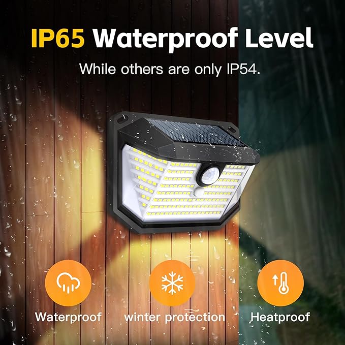 FAXBOX Solar Lights Outdoor Motion Sensor, 178 LED 300LM Waterproof IP65, Wall Mounted Security Light with 3 Modes, 270° Wide AngleWide Angle, Solar Powered for Garden, Yard, Patio, Front Door(4Pack)