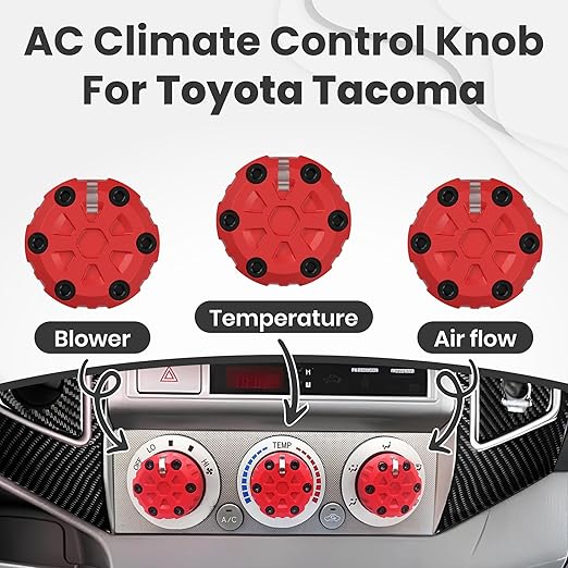 2nd Gen Tacoma Accessories AC Knob Upgrade - 2005,2006,2007,2008,2009,2010,2011,2012,2013,2014,2015 Tacoma Climate Control Dial Mods Set - 2nd Gen Tacoma Mods - for Toyota Interior Replacement Kit