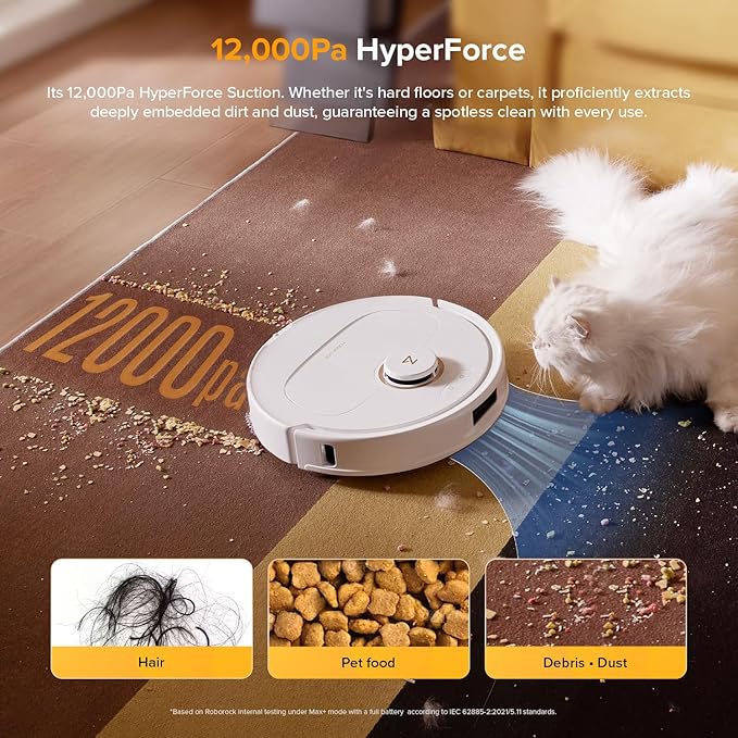 roborock Qrevo S5V Robot Vacuum and Mop, FlexiArm Edge Mopping, 12,000Pa Suction, Dual Zero-Tangle System, Smart Obstacle Avoidance, 10mm Mop Lifting, Auto Mop Washing&Drying, Self-Emptying&Refilling