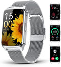 Fitness Tracker Watch for Women Men, Step Counter Compatible with iPhone Android, IP68 Waterproof Activity Tracker with Sleep Monitor, 110+ Sports Pedometer (Minimalist, Cold Steel Silver, 1.57)