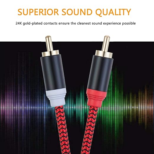 RCA Cable 20Ft,2Rca Male to 2-RCA Male Audio Stereo Subwoofer Cable [Hi-Fi Sound] Nylon-Braided Auxiliary Audio Cord for Home Theater, HDTV, Amplifiers, Hi-Fi Systems,Speakers and etc(20Ft/6M)