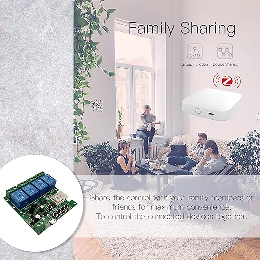 Newgoal Zigbee Tuya Smart 4 Channel Smart Relay Module with 433RF Remote Control USB 5V 7-32V Jog/Lock Switch Compatible with Alexa Google Home (Requires ZigBee Hub)