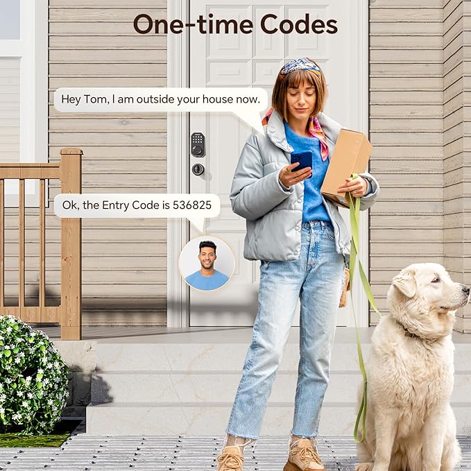 VCHOO Keyless Entry Door Lock Set WiFi Smart App Control Door Lock for Front Door Keypad Deadbolt with 2 Knobs Auto Lock One Time Codes Easy Install, Black