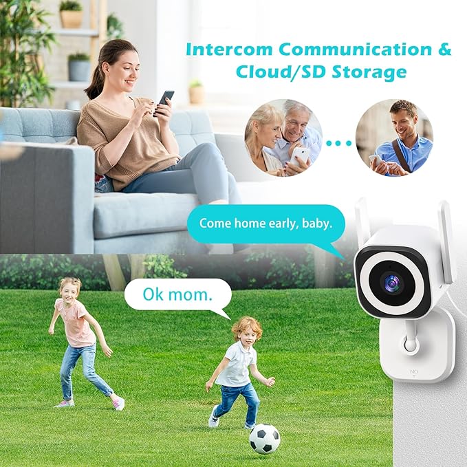 GUOANVISION Dual-Antenna Stable 5G WiFi Security Camera, 3X Zoom 2K Outdoor Indoor Camera for Baby/Pet, Home Security WiFi Camera with Color Night Vision, Two-Way Talk, IP66, SD/Cloud Storage (2-Pack)