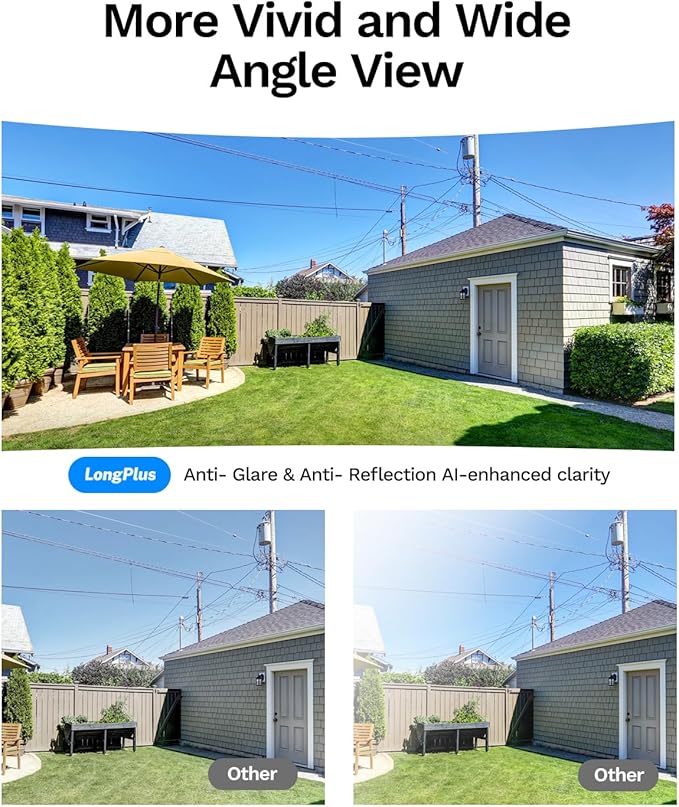 LongPlus 5MP Safe View Window Camera: 2 Packs 3K Window Cameras for Home Security Indoor & Outdoor, Anti-Glare Color Night Vision, Human/Car Detection, 24/7 Recording, No Drill Ideal for Apartment