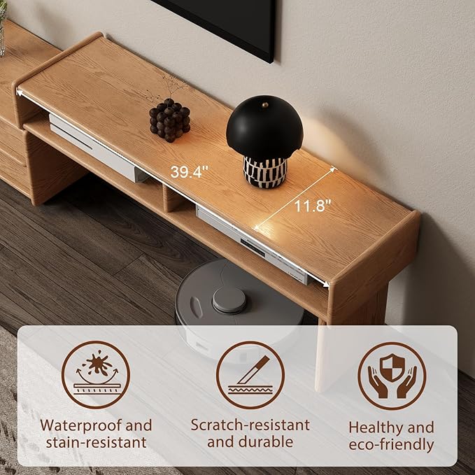 YQJJGL Solid Wood TV Stand for TVs up to 65 Inch， Walnut TV Stand with Storage and Shelf for Living Room, Bedroom, Office