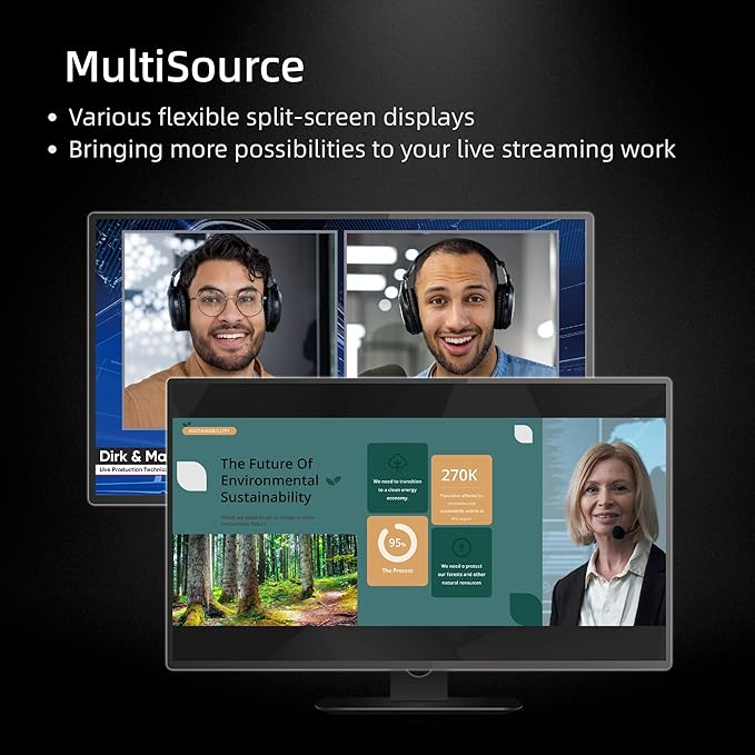 Osee GoStream Deck Pro HDMI Live Stream Switcher, Video Mixer Switcher 6 HDMI, 2 USB, 8 Macro Buttons, MultiSource, Three Streams Simultaneously, Phone Out, UVC & NDI Updatable