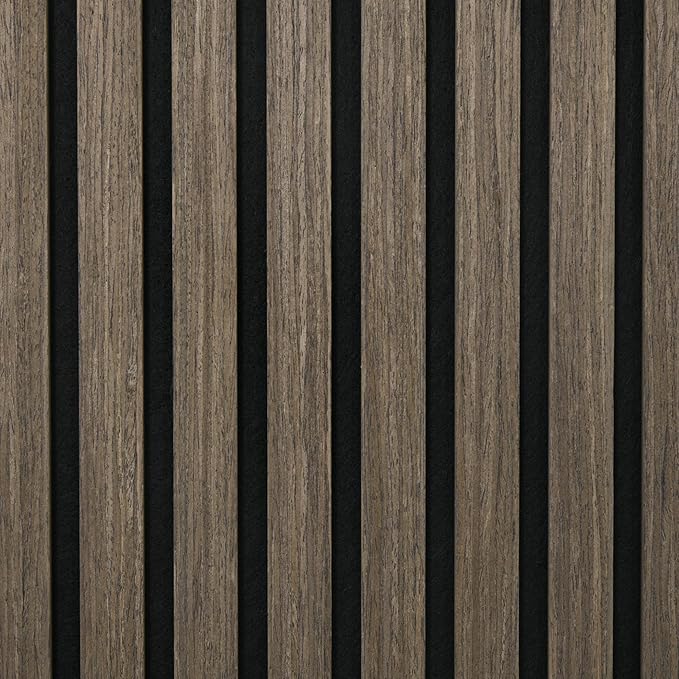 HOMCOM 4 Pack 3D Faux Wood Wall Panels, 24" x 24" Sound Absorbing Acoustic Panels, Wood Slat Wall Panels for Interior Wall Decor, Ceiling, Walnut
