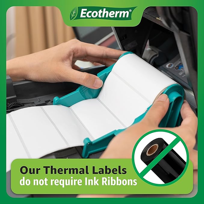 4" x 6" Thermal Labels | 4 Rolls | 1100 Labels | fits Zebra, Munbyn, Rollo, Godex, Arkscan, iDPRT, Offnova Thermal Label Printers and More | Blank White Adhesive Stickers by Ecotherm