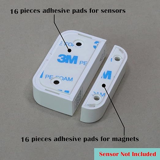 ONTEN Replacement Adhesive Tape for Ring Alarm Contact Sensors (2nd Gen) – 32 Pre-Cut Double-Sided Pads – Easy Install, Strong Hold for Sensors & Magnets – 16 Sensor Pads + 16 Magnet Pads