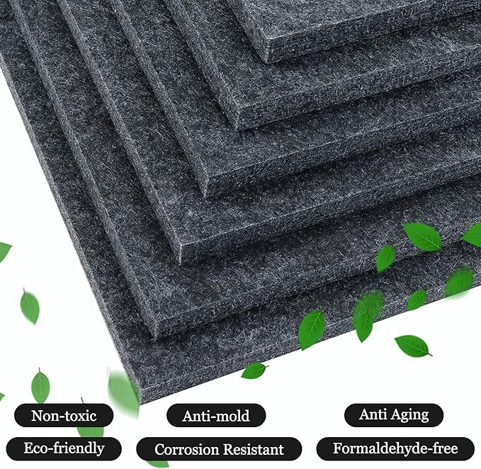 BXI Sound Absorber - 31.5 X 23.6 X 3/8 Inches 6 Pack High Density Acoustic Absorption Panel, Sound Absorbing Panels Reduce Echo Reverb, Tackable Acoustic Panels for Wall and Ceiling Acoustic Treatment