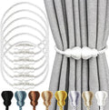 Nieffeiy Magnetic Curtain Tiebacks Outdoor Curtain Tie Backs Rope Decorative Magnetic Curtain Holders for Drapes Window Treatment Holdbacks, White 6Pack