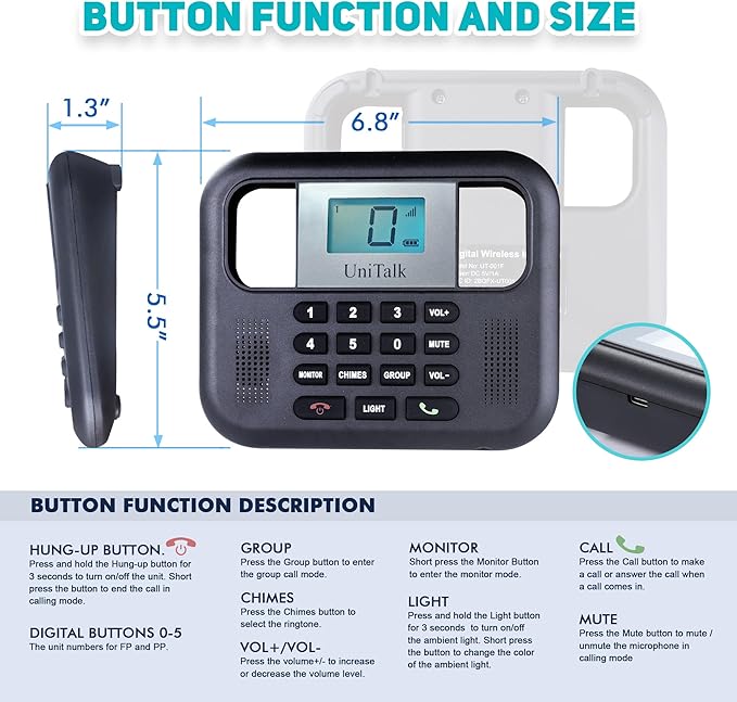Supplemental PP Unit for Two-Way Voice Intercom System with UT-001 (Cannot Work Alone, Needs to Work Together with FP Unit)