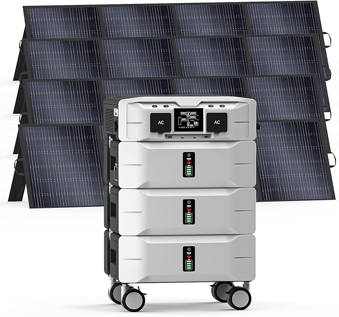 IEE SP5000 Solar Generator 5000W, 7680Wh Power Station with 4x200W Solar Panels, 5 AC Outlets(9000W Surge), 120V/240V Dual Voltage, LiFePO4 Battery for Home Backup Outdoors Camping RV Emergency