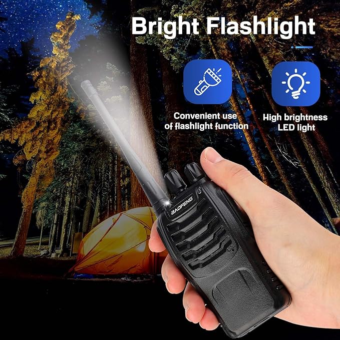 Baofeng Walkie Talkies 888S Rechargeable Long Range with Earpieces for Adults, 16 Channel Professional Radio Handheld Two Way Radios Li-ion Battery and Charger Included (10pack with 10earpiece)