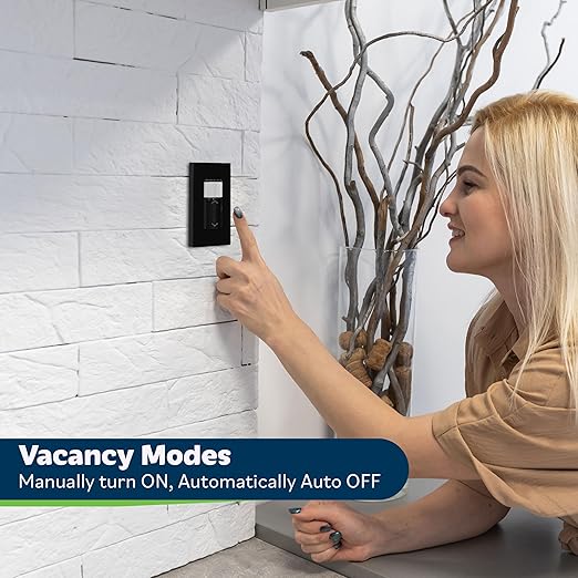 TOPGREENER Motion Sensor Light Switch Dimmer, Electronic Dimmer with PIR Motion Sensor, Occupancy & Vacancy Modes, 150W LED/CFL, Single-Pole, UL Listed, TDODS5-120-BK, Black
