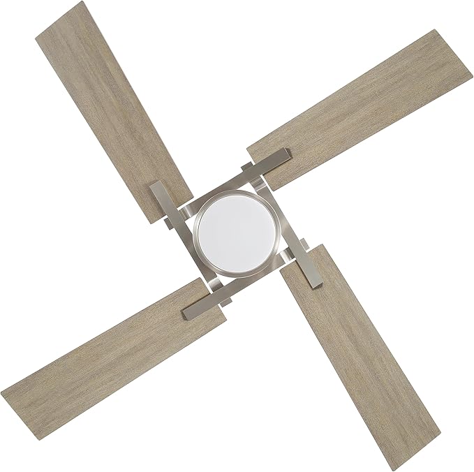 WINGBO 54 Inch Ceiling Fan with Light and Remote, 4 Plywood Blades, 6-Speed Reversible DC Motor, Dimmable, 3CCT, Farmhouse Ceiling Fan for Bedroom Living Room Kitchen, Brushed Nickel and Gray