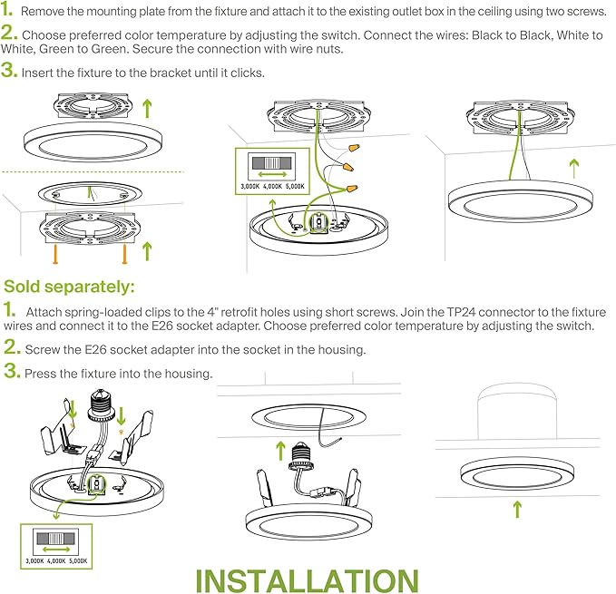ASD LED 5" Round Flush Mount Ceiling Light Fixture, Low Profile Surface Lighting | 5CCT, Dimmable, Ultra-Thin, ETL Listed | 10W 700LM 2700-6000K 120V | Kitchen, Bedroom, Hallway Lamp | White