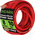 GEARit 8 Gauge Wire (10ft - Red Translucent) Copper Clad Aluminum CCA - Primary Automotive Wire Power/Ground, Battery Cable, Car Audio Speaker, RV Trailer, Amp, Electrical 8ga AWG 10 Feet