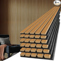 Art3d 6-Pack Acoustic Wood Slat Wall Panels for Interior Decor, 3D Fluted Sound Absorbing Wood Paneling for Accent Wall Ceiling Kitchen Living Room Bedroom Office, 94.5 x 7.9 inch Warm Teak