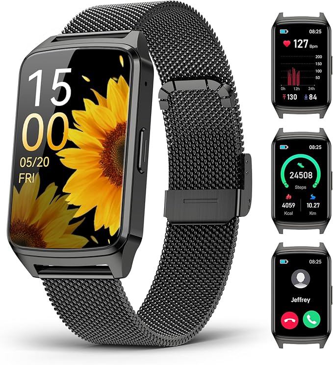 ChronArk Fitness Tracker Watch for Women Men, Step Counter Compatible with iPhone Android, IP68 Waterproof Activity Tracker with Sleep Monitor, 110+ Sports Pedometer (Minimalist, ObsidianBlack, 1.57)