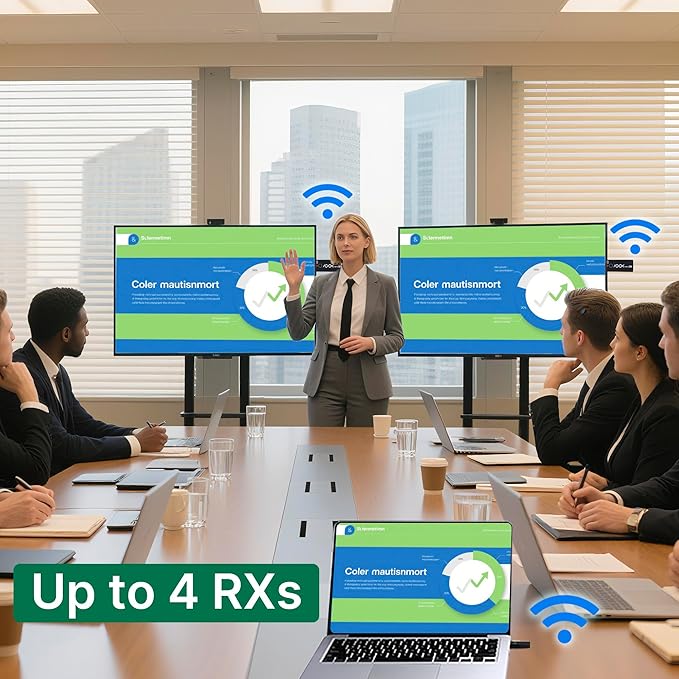 Wireless HDMI Transmitter and 2 Receivers 4K, Ask Nano HDMI Wireless Splitter Presentation Kit for Classroom, Church, and Meeting Room, 50FT Range, Ultra 4K Output, Low Latency, Cast Screen to 2 TVs