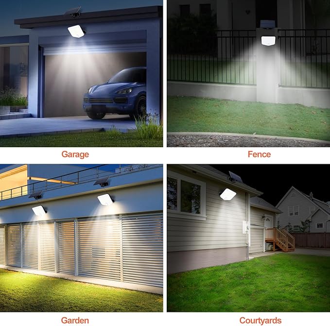 JumJam 153 LED Solar Wall Lights, 180°Beam Angle Solar Security Lights Outdoor, Motion Sensor Lights Outside with Remote, Waterproof Flood Light for Porch, Patio,Yard,Garage,2 Pack
