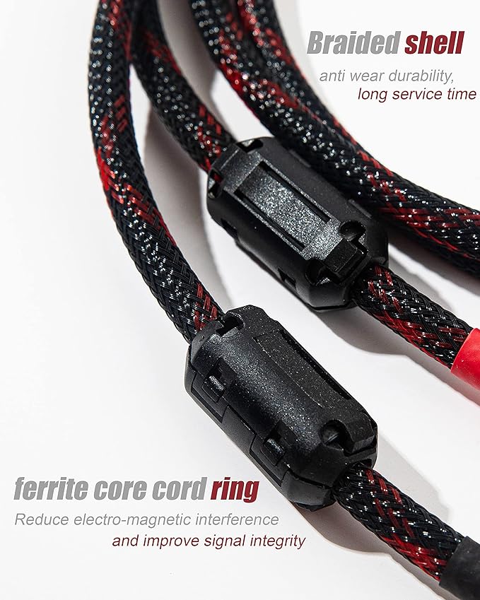 JORZOR RCA Cable, 2RCA Male to 2RCA Male Stereo Audio Cables 【Hi-Fi Sound】 Braided RCA Stereo Cable for Home Theater, HDTV, Amplifiers, Hi-Fi Systems, Car Audio, Speakers (1M(3.3FT))