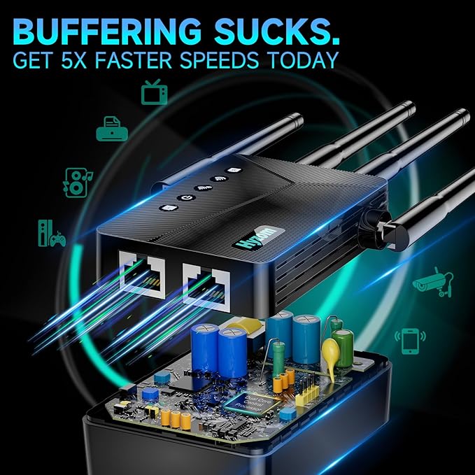 Best WiFi Extender Signal Booster for Whole Home - 13K Sq.Ft Coverage | 100% Faster Internet Extender WiFi Booster, 1-Button Setup Repeater Works with Any Router | Stop Buffering in Every Room