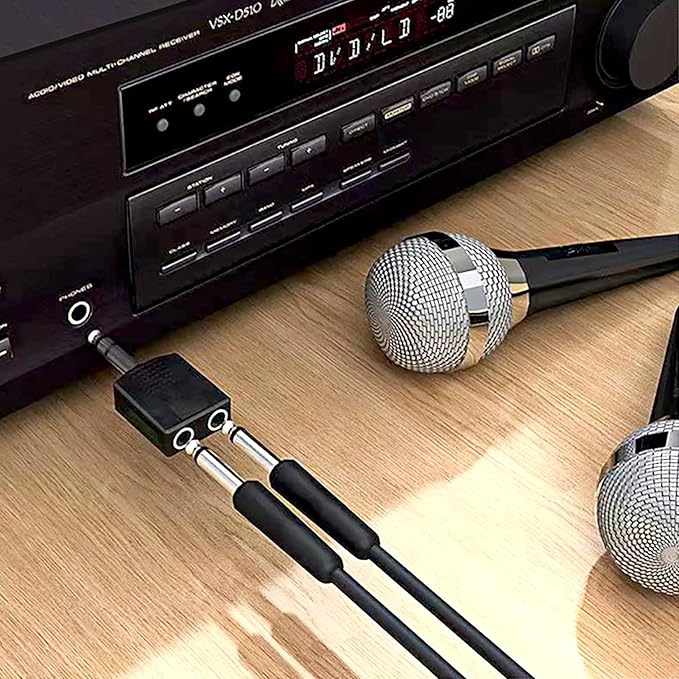 Sairps 1/4 Audio Splitter TRS Stereo Plug Interconnect Audio One Male 6.35mm(1/4 inch) and Two Females 6.35mm(1/4Inch) Adapter Splitter-2pcs