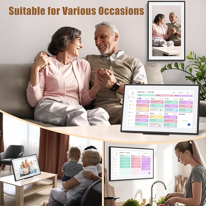 15.6 inch Wall Planner Digital Calendar Electronic Calendar Chore Chart,Smart Touchscreen Full HD Interactive Display for Family Schedules,Wall/Desk Mountable for Seamless Scheduling/Organizing