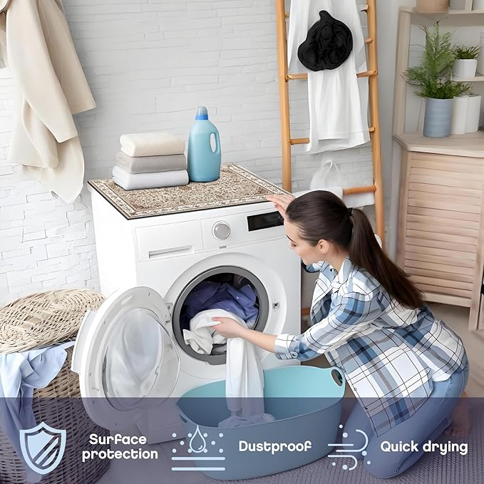 Teenyyou 1 Pcs 26" x 18" Dryer Top Protector Mat, Washer and Dryer Topper, Non Slip Waterproof Machine Cover Dust Proof Quick Drying Topper Pad for Laundry and Kitchen (Persian)