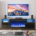 YISUFO 80” TV Stand with 36” Electric Fireplace, Large Modern Media Entertainment Center with Storage Cabinet and 12 Colors LED Lights for TVs Up to 90",All Black