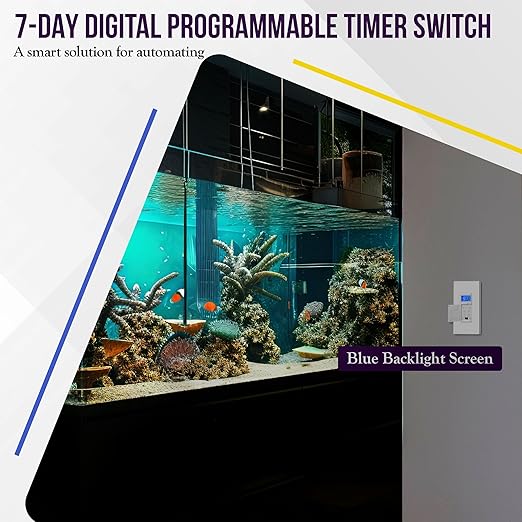 ENERLITES 7 Days Digital in-Wall Programmable Timer Switch for Lights, Fans, and Motors, Neutral Wire Required,7-Day 18 ON/Off Timer Settings, with Blue Backlight, UL Listed, HET01, White, 2 Pack