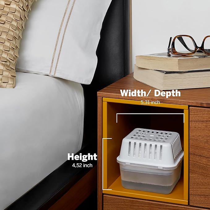 HUMYDRY Moisture Absorber Dehumidifier for Home, Compact Pack of 1 Device of 8.8 Oz With 3 Pre Measured Refills, Fragrance Free Humidity Absorber For Closets Bathroom Bedroom, Ideal For Small Spaces