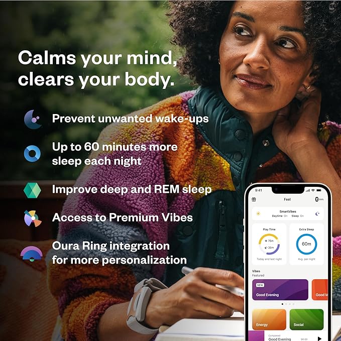 Apollo Neuro Wearable & 12-Month SmartVibes AI Membership – Sleep Aid & Stress Relief Device | Fall Asleep Faster, Sleep Longer & Deeper | Boost Focus, Relaxation & Calm (Glacier)