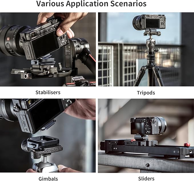 PGYTECH Quick Release Plate Clamp, with 1/4" and 3/8" Threaded Holes, Arca Swiss Interface, Suitable for Photo Cameras, Tripods, Gimbals