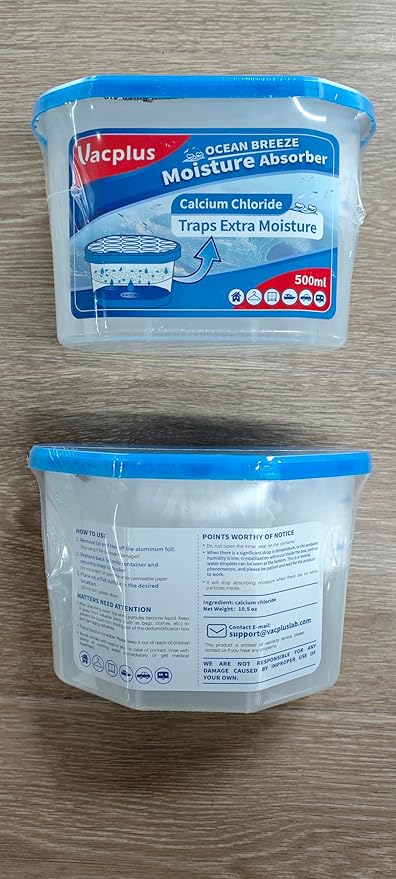 Vacplus Moisture Absorbers, 10.5 Oz Humidity Absorber Boxes Attracts Extra Moisture from Your Bathroom, Closet, Kitchen & Study, Dehumidifier, Odor Eliminator for Closet (Ocean Scent), 12 Packs