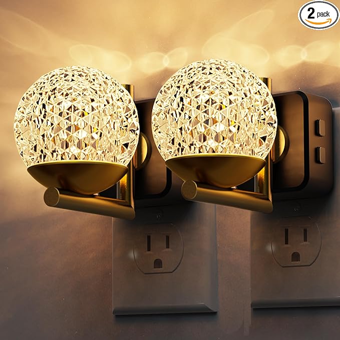 L LOHAS LED Night Lights Plug Into Wall 2 Pack,Dusk to Dawn Sensor,10-Color RGB Dimmable Night Light, 180°Rotating Plug in Night Light for Bathroom, Hallway, Bedroom, Stairway
