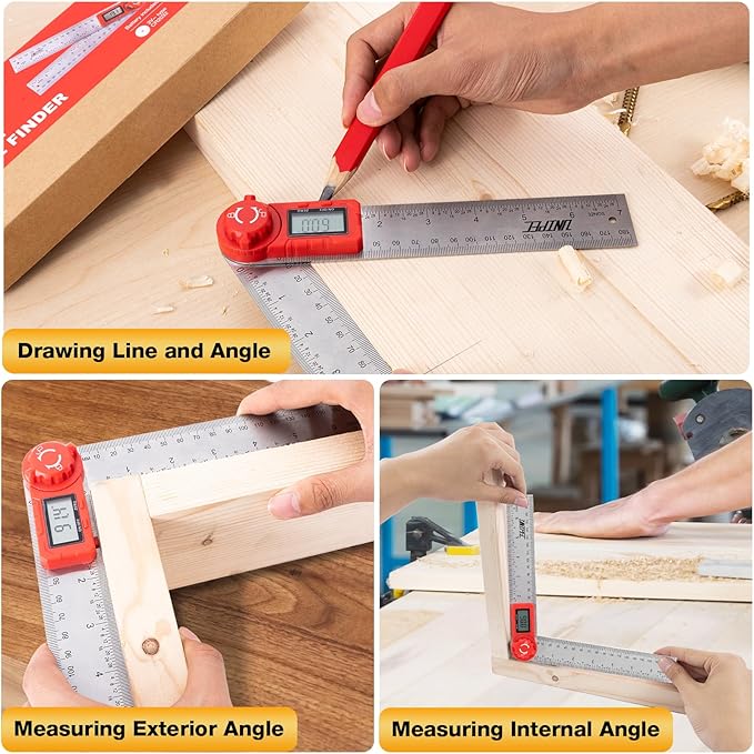UNIPEC Digital Angle Finder Protractor, Angle Finder Ruler,Stainless steel 7inch 200mm 7inch/200mm, Angle Measuring Tool for Woodworking,Carpenter,Construction,DIY Measurement (Stainless Steel)