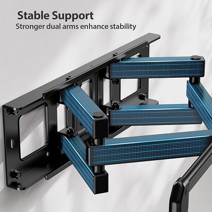Pipishell Full-Motion TV Wall Mount for Most 37–84 Inch TVs up to 100 lbs, Wall Mount TV Bracket with Dual Articulating Arms, Extension, Swivel, Tilt, Fits 16" Wood Studs, 600 x 400mm Max VESA, PILF8