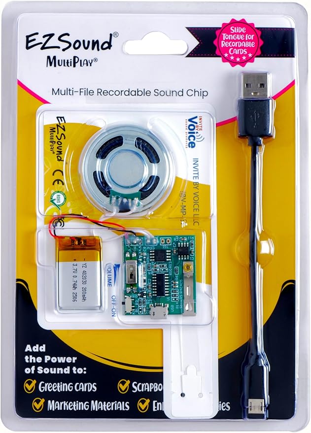 MultiPlay Re-recordable Sound Chip for Custom Greeting Cards | Sound Module Plays Multiple Recordings | Add the Power of Sound to Recordable Cards, Scrapbooks, Photo Albums, Personalized Gifts, Crafts