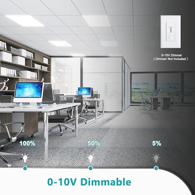 VocgoUU 8 Pack 2x2 LED Flat Panel Light - 2x2 LED Flat Panel Light 5000K 4000K 3000K Selectable & 0-10v Dimmable, 20W 30W 40W 2x2 LED Drop Ceiling Light Troffer Lay in, 100-277Vac, ETL Listed