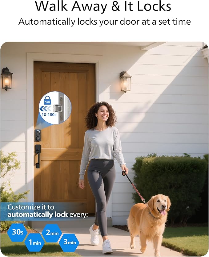 Philips Wi-Fi Smart Door Lock Deadbolt with Handle Set, Keyless Entry Door Lock for Front Door Set, Portable Fingerprint Door Lock with App Control, IP53 Waterproof, Auto Lock, Alexa Voice Control