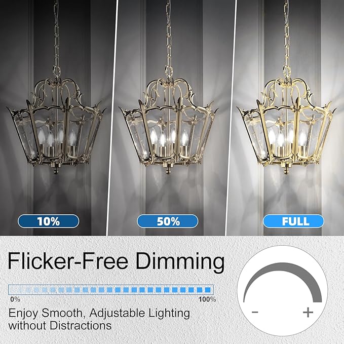GvvooHome E12 Candelabra Bulb 40 watt Equivalent, E12 LED Bulb Dimmable Chandelier Light Bulbs, 5000K Daylight B10 Candle Light Bulbs, 90+CRI, 400LM, Clear Glass, 12 Pack